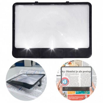 Čítacia lupa s LED osvetlením PAGE BRIGHT 18 x 14 cm, 3x