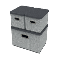 HomeLife Úložný box s vekom súprava 3 ks - sivá