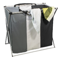 HomeLife Skladací textilný kôš trojkomorový 118 l, 66 x 60 x 39 cm