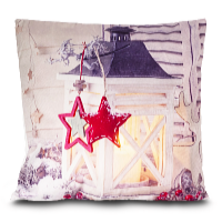 HomeLife LED svietiaca obliečka na vankúš Lampáš biela 40 x 40 cm