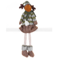 MagicHome Sob dievčatko v sukni, látkový, zeleno-hnedý, 70 cm