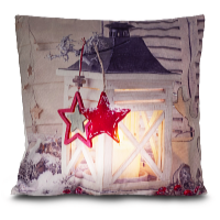 HomeLife LED svietiaca obliečka na vankúš Lampáš biela 40 x 40 cm