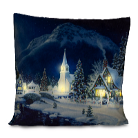 HomeLife LED svietiaca obliečka na vankúš Zimná krajinka 40 x 40 cm