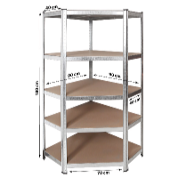 Profi Tools Kovový rohový regál ZEUS 180 x 90 x 70 x 40 cm 5 políc TC-081