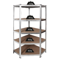 Profi Tools Kovový rohový regál ZEUS 180 x 90 x 70 x 40 cm 5 políc TC-081