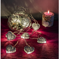 Platinium Svetelná LED reťaz 10 diód, kovové srdce, 1,6 m, teplá biela