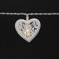 Platinium Svetelná LED reťaz 10 diód, kovové srdce, 1,6 m, teplá biela