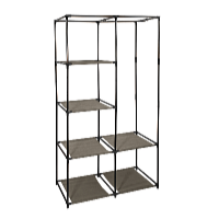 HomeLife Textilná skriňa s policami hnedá