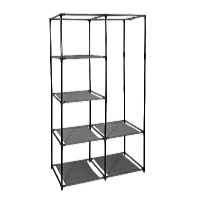 HomeLife Textilná skriňa s policami sivá