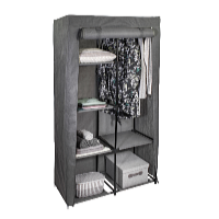 HomeLife Textilná skriňa s policami sivá