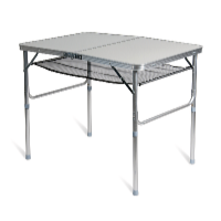 Garden King Kempingový skladací stolík s odkladacou sieťkou 90 x 72 x 60 cm, sivý