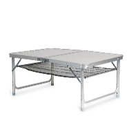 Garden King Kempingový skladací stolík s odkladacou sieťkou 90 x 72 x 60 cm, sivý