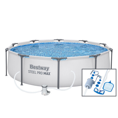Bestway Bazén Steel Pro Max 3,05 x 0,76 m s kartušovou filtráciou a bazénovým vysávačom Deluxe