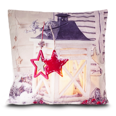 HomeLife LED svietiaca obliečka na vankúš Lampáš biela 40 x 40 cm