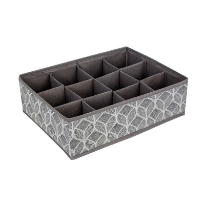 HomeLife Organizér do zásuvky 12 priehradok vzor list, šedo-biela