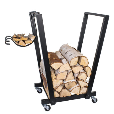 HomeLife Pojazdný stojan na krbové drevo ERAN, 48 x 59 x 28 cm