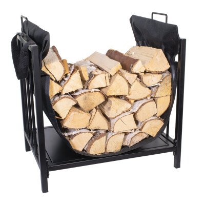 HomeLife Stojan na krbové drevo s nosičom LOKI, 43 x 45,7 x 30 cm