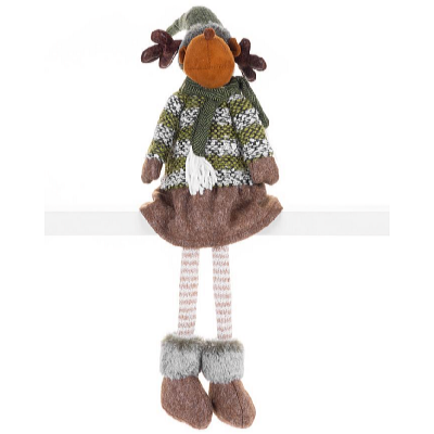 MagicHome Sob dievčatko v sukni, látkový, zeleno-hnedý, 70 cm