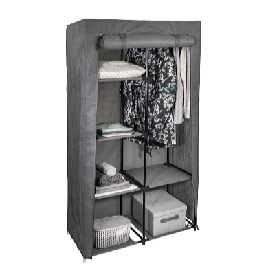 HomeLife Textilná skriňa s policami sivá