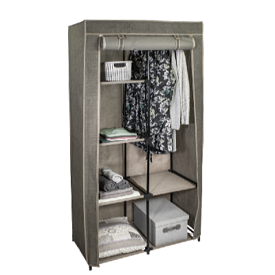 HomeLife Textilná skriňa s policami hnedá