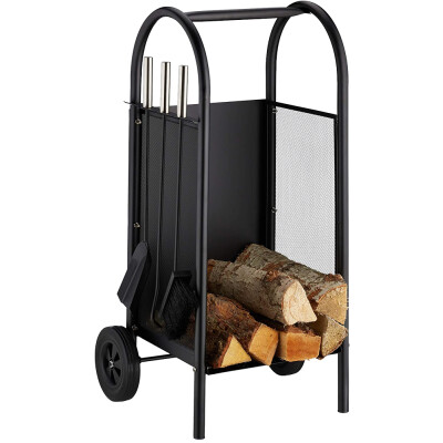 HomeLife Stojan na krbové drevo s náradím, 43 x 81,5 x 38,5 cm