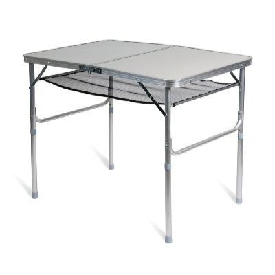 Garden King Kempingový skladací stolík s odkladacou sieťkou 90 x 72 x 60 cm, sivý