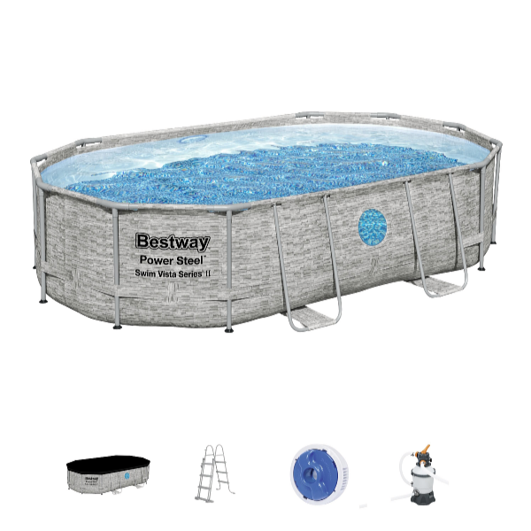 Bestway Bazén Power Steel Stacked Stone Swim Vista 4,88 x 3,05 x 1,07 m set vrátane príslušenstva