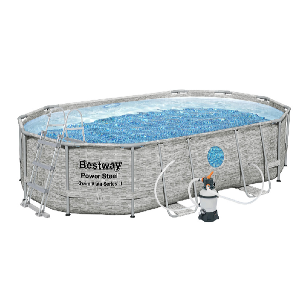 Bestway Bazén Power Steel Stacked Stone Swim Vista 4,88 x 3,05 x 1,07 m set vrátane príslušenstva