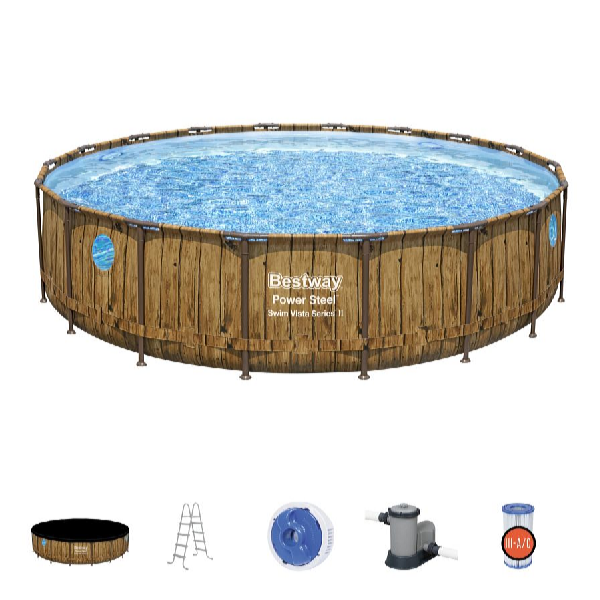 Bestway Bazén Power Steel Wood Swim Vista 5,49 x 1,22 m set vrátane príslušenstva