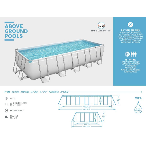 Bestway Bazén Power Steel 6,4 x 2,74 x 1,32 m set vrátane príslušenstva