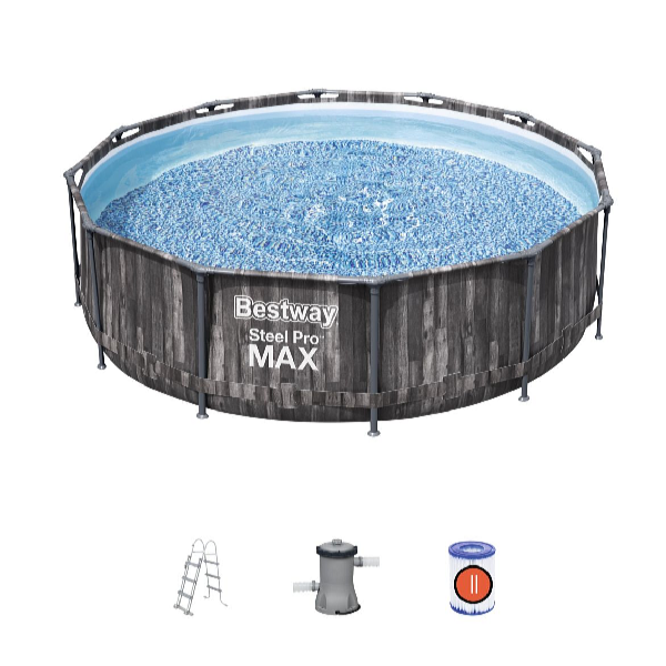 Bestway Bazén Steel Pro Max Wood 3,66 x 1 m set vrátane príslušenstva