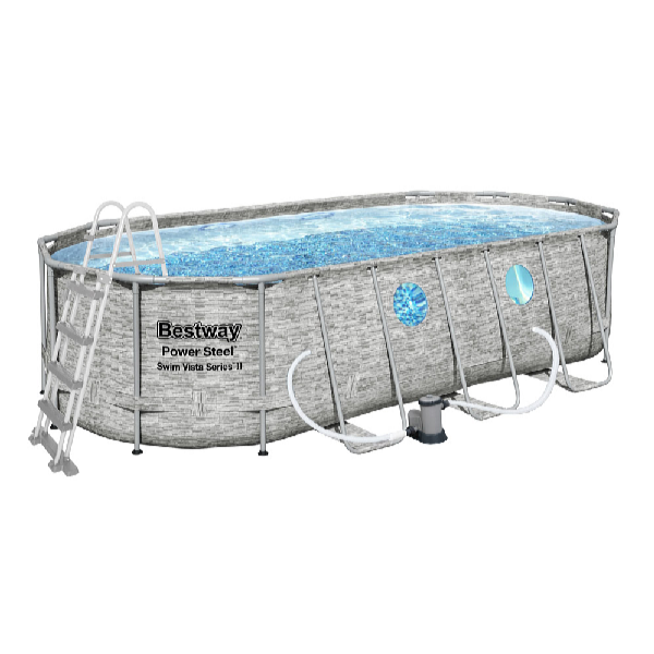 Bestway Bazén Power Steel Stacked Stone Swim Vista 5,49 x 2,74 x 1,22 m set vrátane príslušenstva