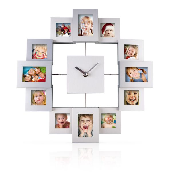 Platinium Nástenné hodiny s fotorámikom hranaté