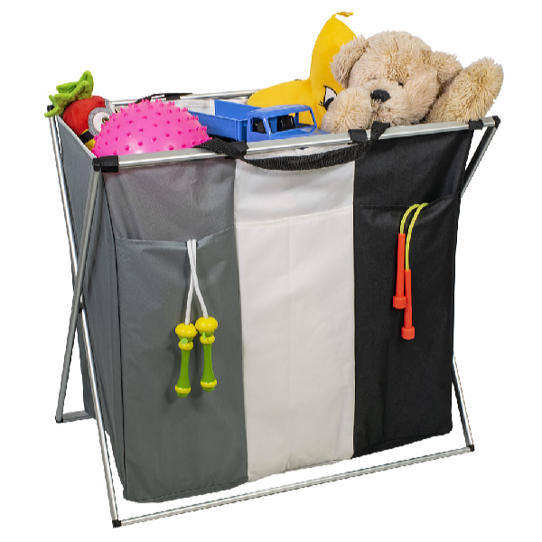 HomeLife Skladací textilný kôš trojkomorový 118 l, 66 x 60 x 39 cm