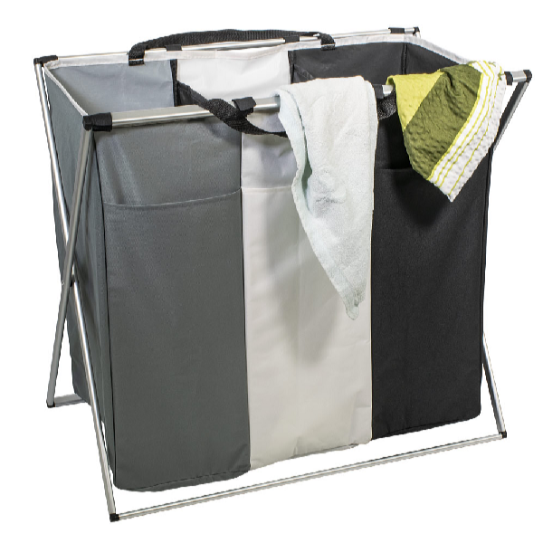 HomeLife Skladací textilný kôš trojkomorový 118 l, 66 x 60 x 39 cm