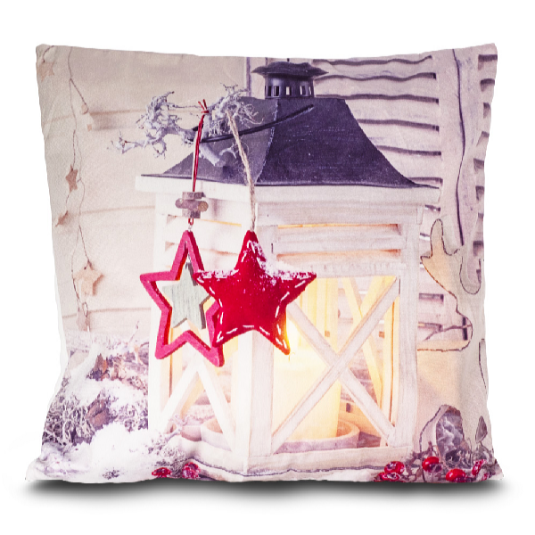 HomeLife LED svietiaca obliečka na vankúš Lampáš biela 40 x 40 cm