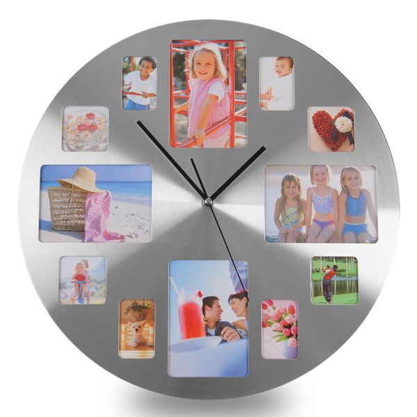 Platinium Nástenné hodiny s fotorámikmi kruhové
