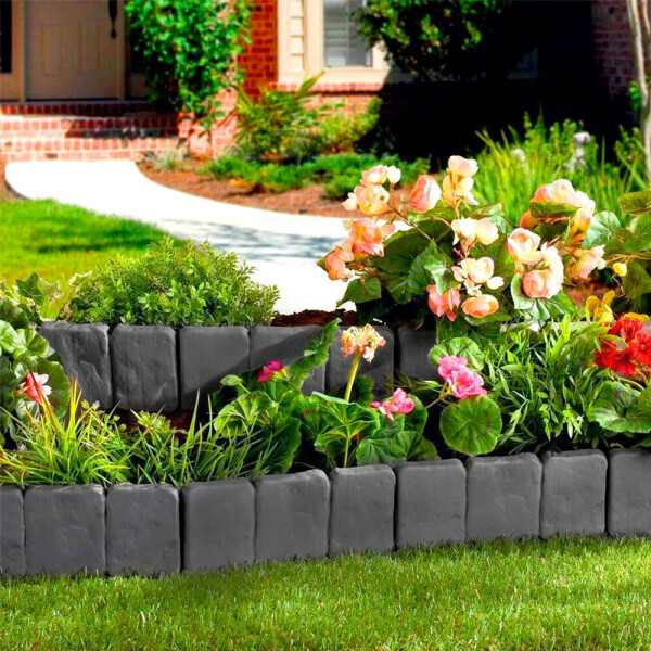 Garden King Záhradný plastový obrubník s imitáciou kameňa 10 ks