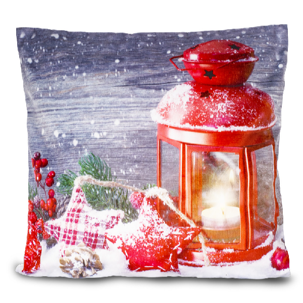 HomeLife LED svietiaca obliečka na vankúš Lampáš červená 40 x 40 cm