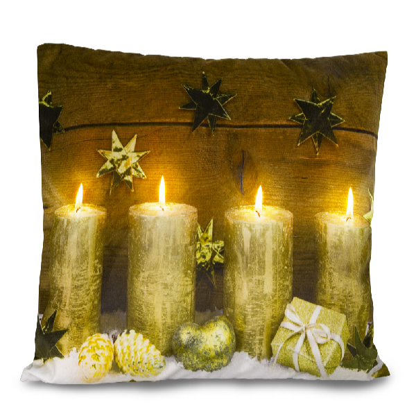 HomeLife LED svietiaca obliečka na vankúš Sviečky 40 x 40 cm