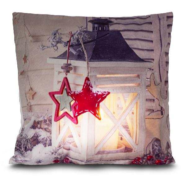 HomeLife LED svietiaca obliečka na vankúš Lampáš biela 40 x 40 cm