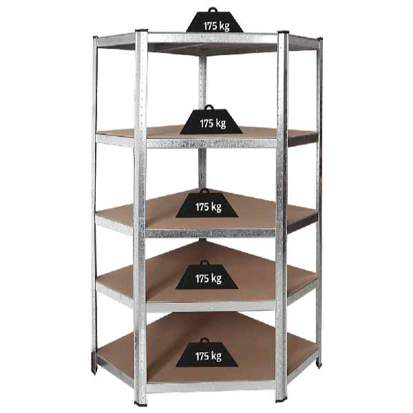 Profi Tools Kovový rohový regál ZEUS 180 x 90 x 70 x 40 cm 5 políc TC-081