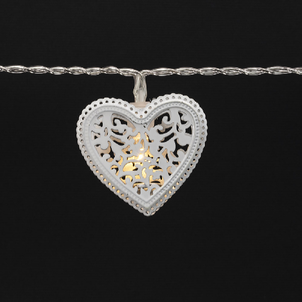 Platinium Svetelná LED reťaz 10 diód, kovové srdce, 1,6 m, teplá biela