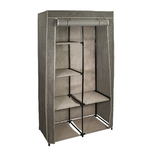 HomeLife Textilná skriňa s policami hnedá