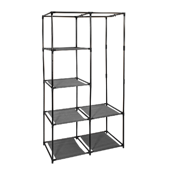 HomeLife Textilná skriňa s policami sivá