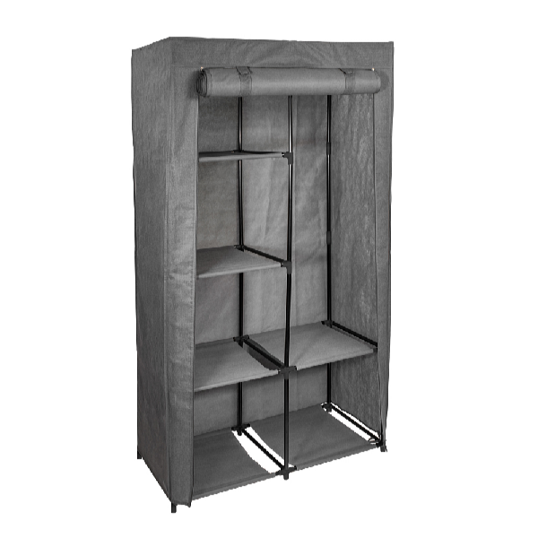 HomeLife Textilná skriňa s policami sivá