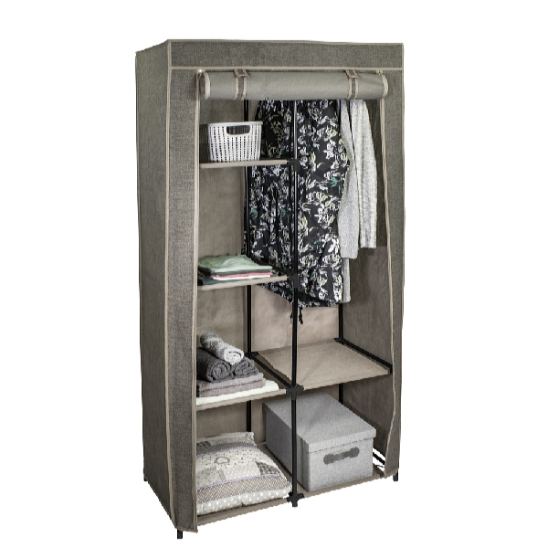 HomeLife Textilná skriňa s policami hnedá