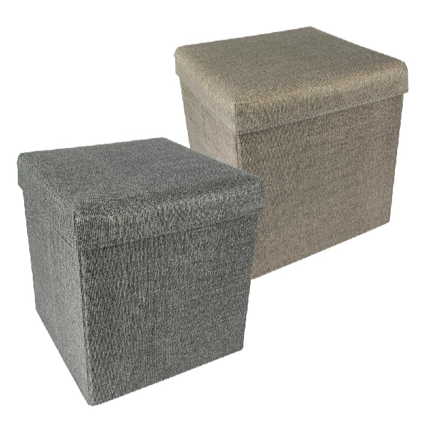 HomeLife Skladací taburet s úložným priestorom 37 x 37 cm antracit