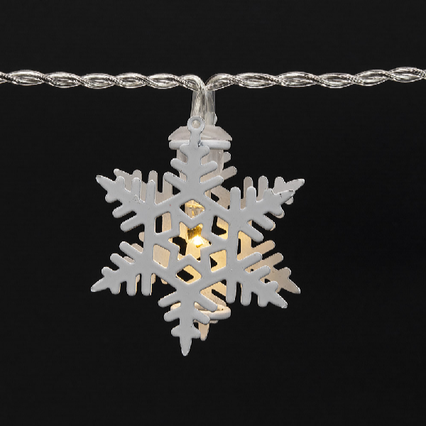 Platinium Svetelná LED reťaz 10 diód, kovové vločky, 1,6 m, teplá biela